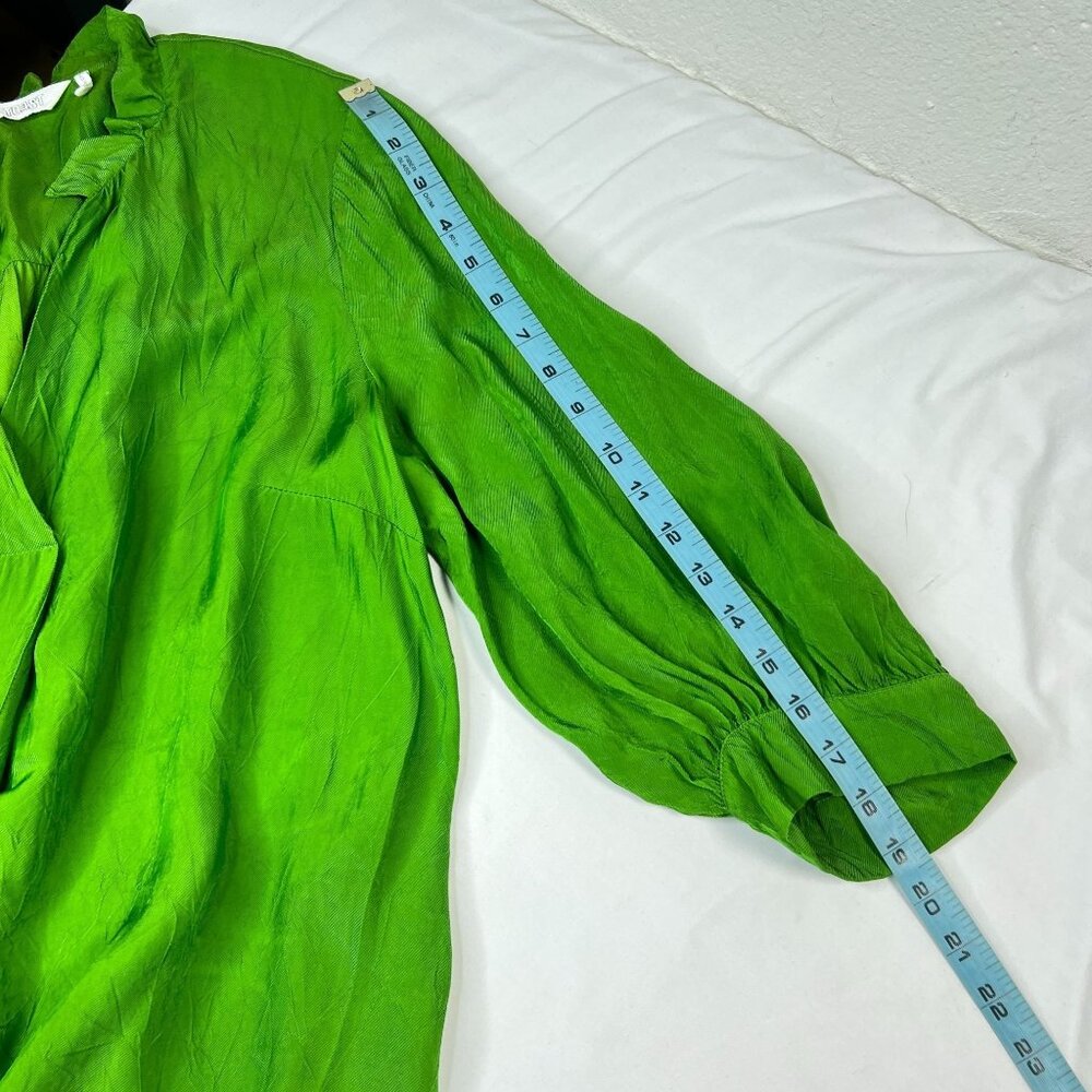 Toast Tiered Crinkle Twill Dress Spruce Green Midi Asymmetric Oversized Medium - Picture 9 of 14